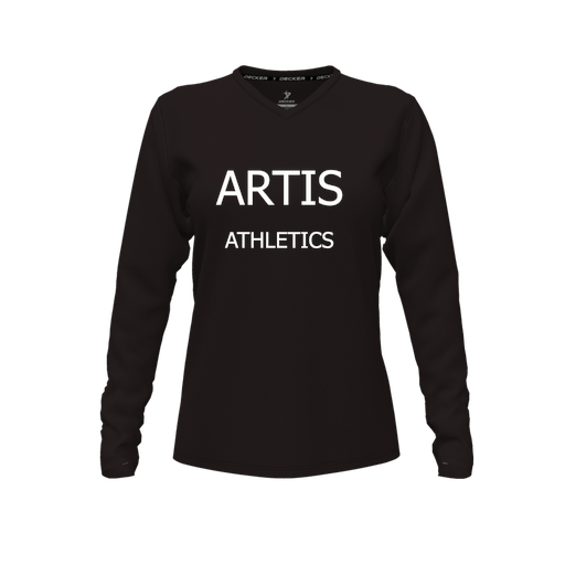 [FTLVPTBK-FYXS-LOGO1] Decker Performance T-Shirt (Female Youth XS, Black, V Neck, Logo 1, Long Sleeve)