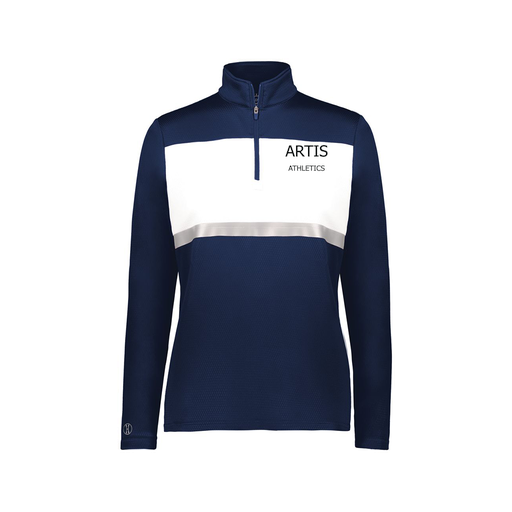 [222791.301.XS-LOGO2] Ladies Bold 1/4 Zip Pullover (Female Adult XS, Navy)