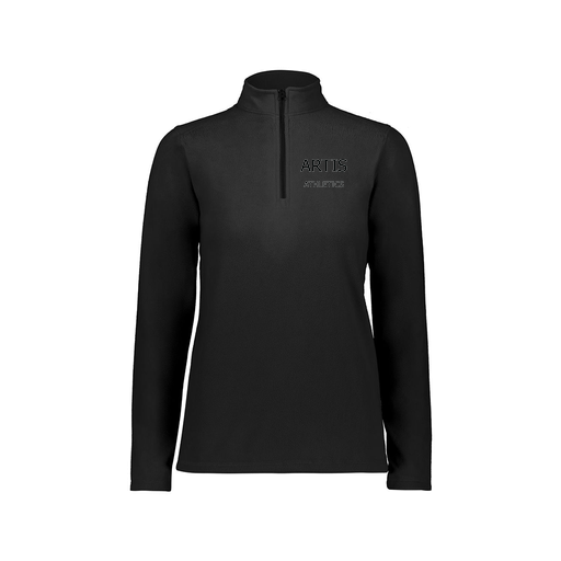 [6864.080.XS-LOGO2] Ladies MicroFleece 1/4 Zip Pullover (Female Adult XS, Black)