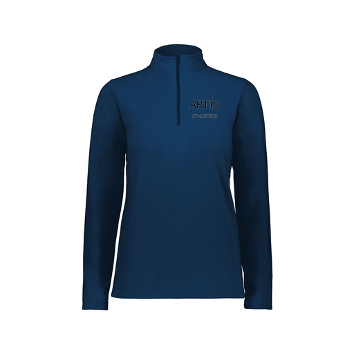 [6864.065.XS-LOGO2] Ladies MicroFleece 1/4 Zip Pullover (Female Adult XS, Navy)